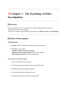 Psychology of Police Investigations: Study Notes