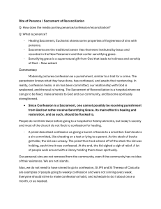 Rite of Penance / Sacrament of Reconciliation