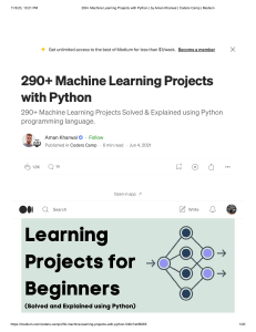 290+ Machine Learning Projects with Python | Beginner to Advanced ML Ideas