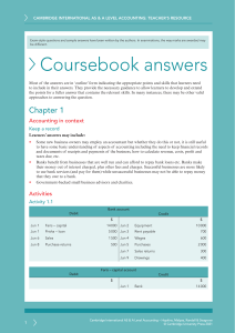Cambridge AS & A Level Accounting: Teacher's Resource & Answers