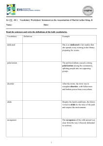 Vocabulary Worksheet: MLK Jr. Assassination (Grades 7-8)