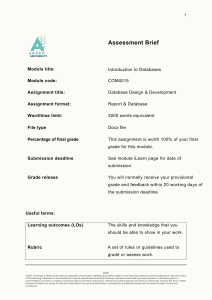 Database Design & Development Assignment Brief - Arden University COM4015