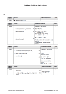 Acid-Base Equilibria Mark Scheme | Edexcel IAL Chemistry A-Level