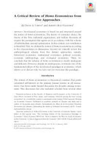 Homo Economicus: A Critical Review from Five Economic Approaches