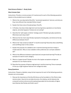 Data Science Module 1 Study Guide: NumPy, Pandas, ML Concepts