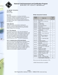 NCCER Academic Welding NCCT29 Exam Specs