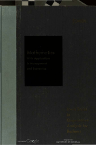 Mathematics for Management & Economics Textbook