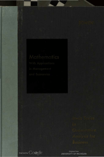 Mathematics for Management & Economics Textbook