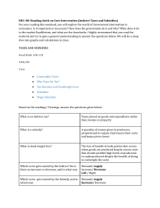 Government Intervention: Indirect Taxes & Subsidies Reading Check