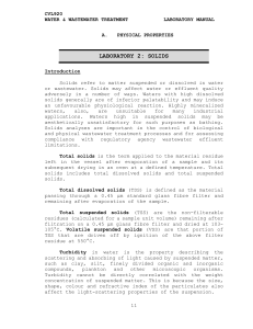 Water & Wastewater Treatment Lab Manual: Solids, TSS, TDS, Turbidity