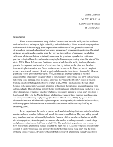 Plant Chemical Defenses: Mustard & Chamomile Effects on Brine Shrimp Heart Rate