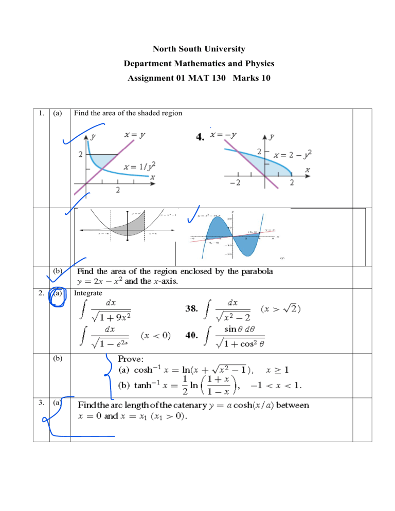 North South University MAT 130 Calculus Assignment 01