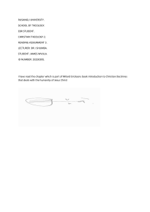 Rusangu University Christian Theology 2: Humanity of Jesus Christ