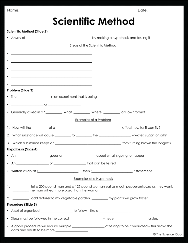 Scientific Method Worksheet: Steps, Variables, & Examples