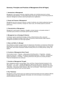 Management Principles & Practices: Summary of Key Concepts
