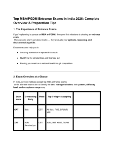 MBA/PGDM Entrance Exams India 2026: Overview & Prep Tips