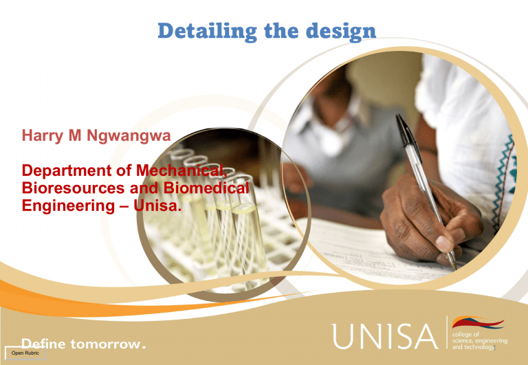 Detailed Engineering Design: Analysis, Experiments, & Drawings
