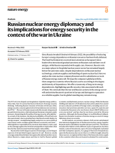 Russian Nuclear Energy Diplomacy & Ukraine War Impact