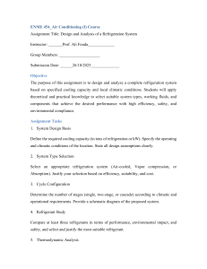 Refrigeration System Design & Analysis Assignment | ENME 454 Course