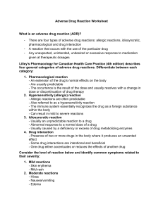 Adverse Drug Reaction (ADR) Types Worksheet