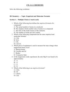 IB Chemistry Worksheet: Empirical & Molecular Formula Practice