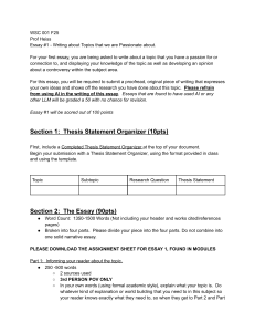 Essay Assignment: Passionate Topics & Controversy