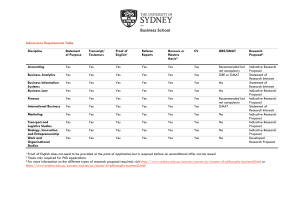 University of Sydney Business School Admissions Requirements Table