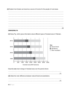 Forests as Income Source, Forested Area Changes in Pakistan - Geography Exam