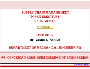 Supply Chain Management Module 1 Lecture: Concepts & Processes