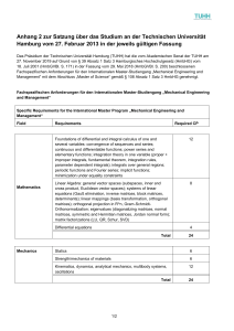 TUHH Mechanical Engineering & Management Master Program Requirements