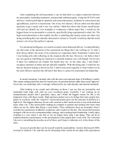 Self-Assessment: Personality, Leadership, & Vocational Goals Reflection