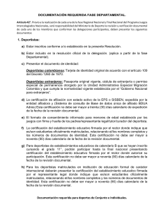 DOCUMENTACIÓN REQUERIDA FASE DEPARTAMENTAL