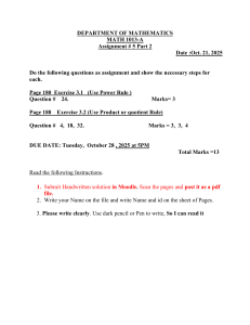 MATH 1013-A Assignment 5 Part 2: Calculus Rules & Problems