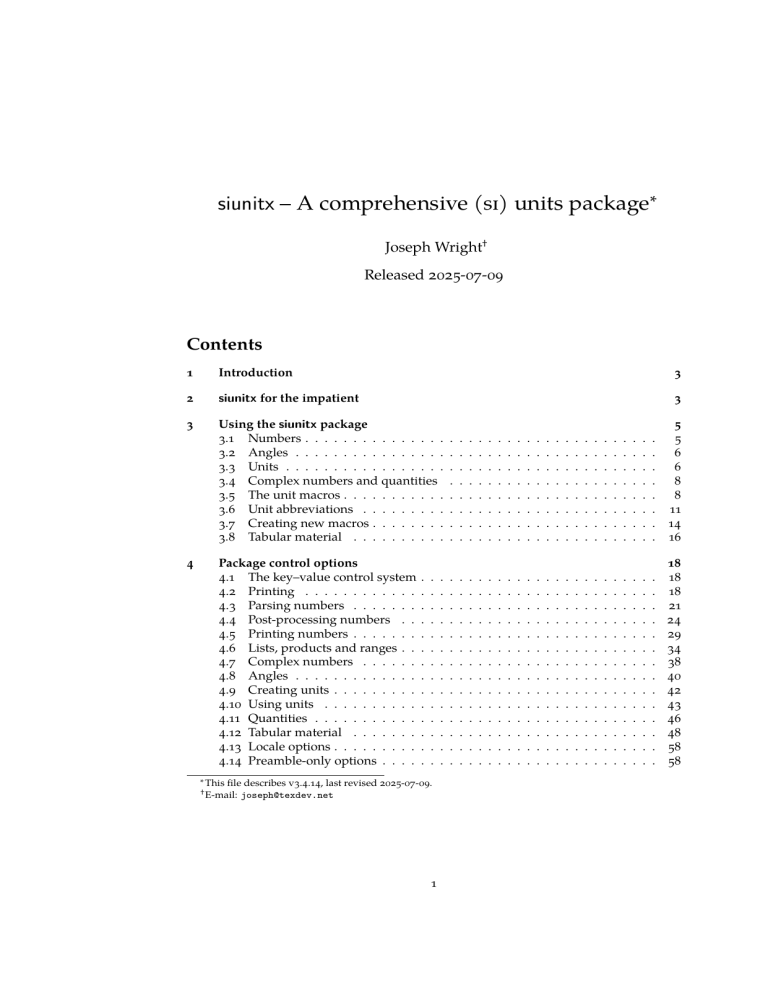 siunitx LaTeX Package Manual: Comprehensive SI Units Typesetting