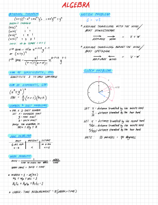 Algebra Study Notes: Binomial Theorem, Motion, Clock, Age, Work Problems