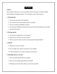English Speaking Test Questions Part 1 - Daily Life Topics