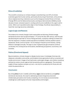 Climate Change Argument: Ethos, Logos, Pathos & Scientific Consensus