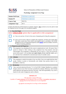 SUSS Psychology Assignment Cover Page | Academic Integrity Form