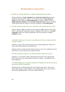 Chemistry Revision Sheet 2 Answer Key: Bonding, Structure & Properties