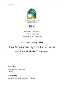 Civil Engineering Summer Training Report: Al-Naeem & Ham Al-Mudun Companies