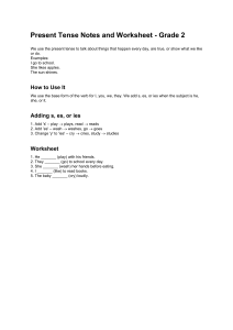 Present Tense Notes & Worksheet for Grade 2 English Grammar