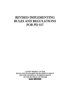 Revised Implementing Rules and Regulations for PD 957 (2009 Edition)