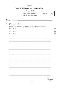 MAA HL Exponents & Logarithms Test (2) - Christos Nikolaidis