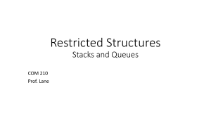 Restricted Structures: Stacks & Queues - COM 210 Data Structures