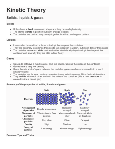 Kinetic Theory: Solids, Liquids, Gases - Lesson Notes