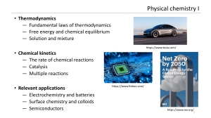 Chimica Fisica I: Termodinamica e Cinetica Chimica