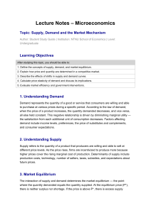 Supply, Demand & Market Mechanism: Microeconomics Lecture Notes