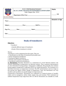 Study of Transducers: Thermistors, LVDT, Phototransistors & Types
