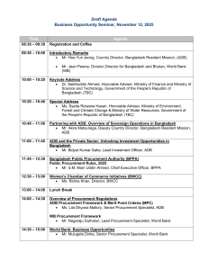 Business Opportunity Seminar Agenda 2025: ADB, World Bank, Bangladesh