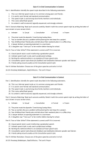 Oral Communication Speech Styles Quiz #1 - Identification & Scenarios
